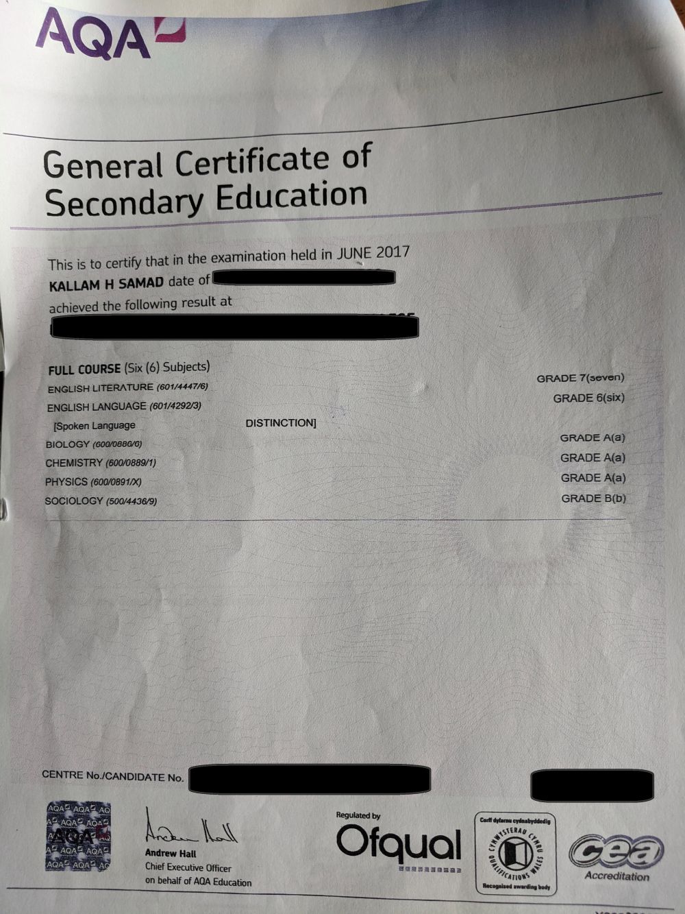 AQA grades