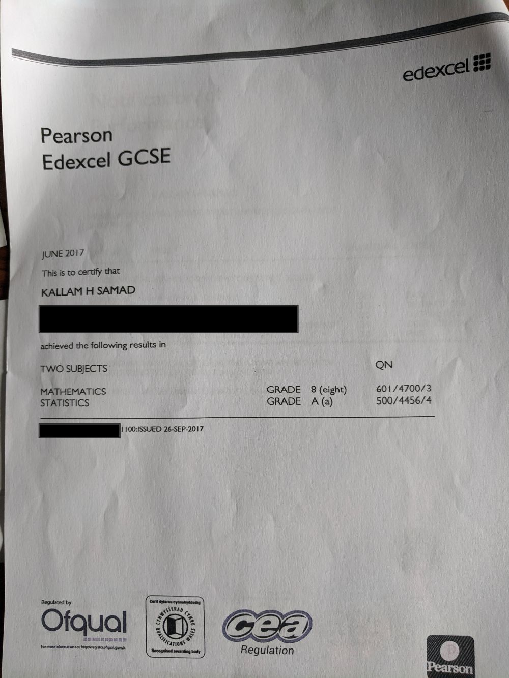 Edexcel grades